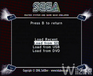 Chargement d'un jeu depuis SD, USB ou DVD - SMS Plus GX
